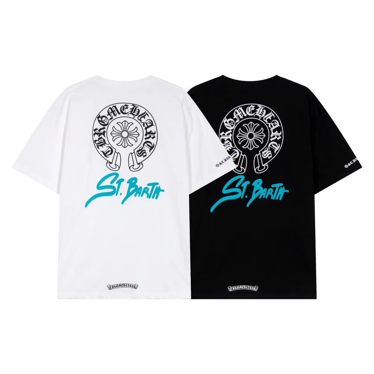 P150 Chrome Hearts Chrome Hearts Sanskrit Letters Horseshoe Print Short Sleeve Size: SMLXL Color: Black White